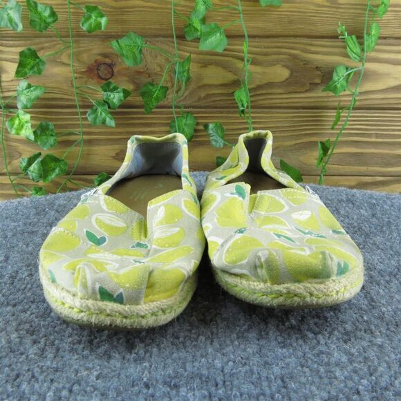 TOMS Lemon Women Flat Shoes Yellow Fabric Slip On Size 8.5 Medium - Picture 2 of 9